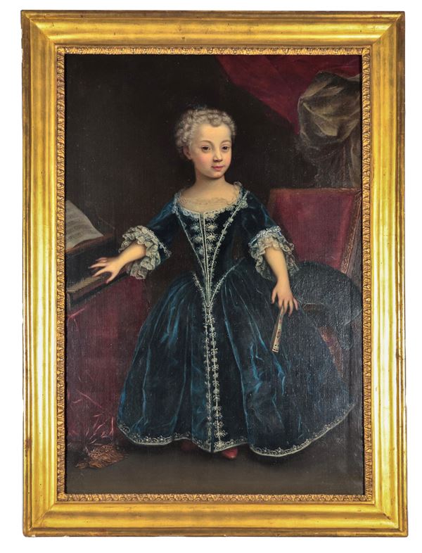 Pellegrino Parodi - Attributed. "Portrait of Donna Anna Doria as a child", oil painting on canvas