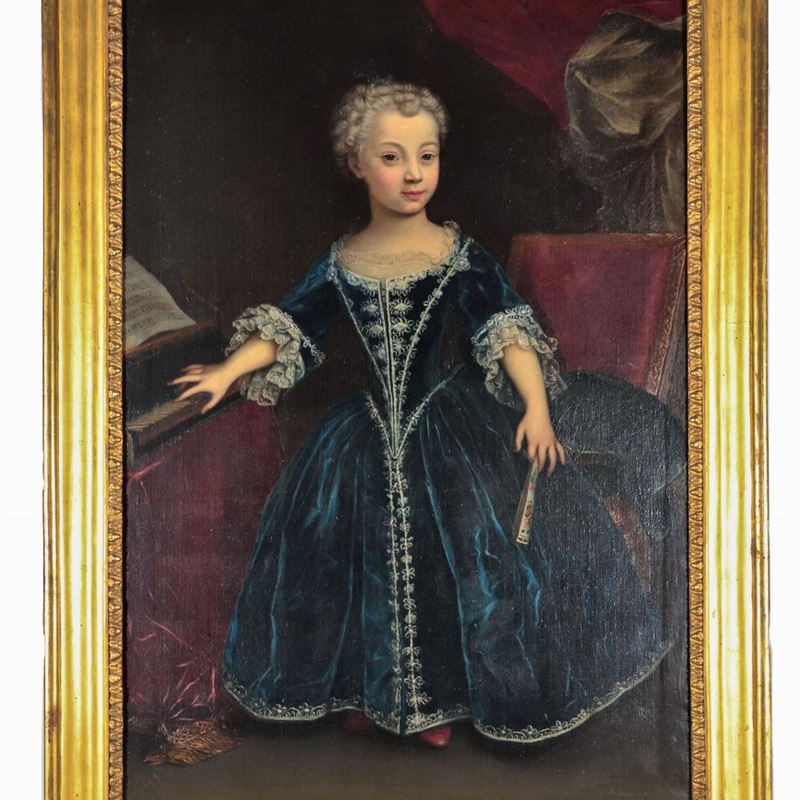 Attribuito. "Ritratto di Donna Anna Doria da bambina", dipinto ad olio su tela