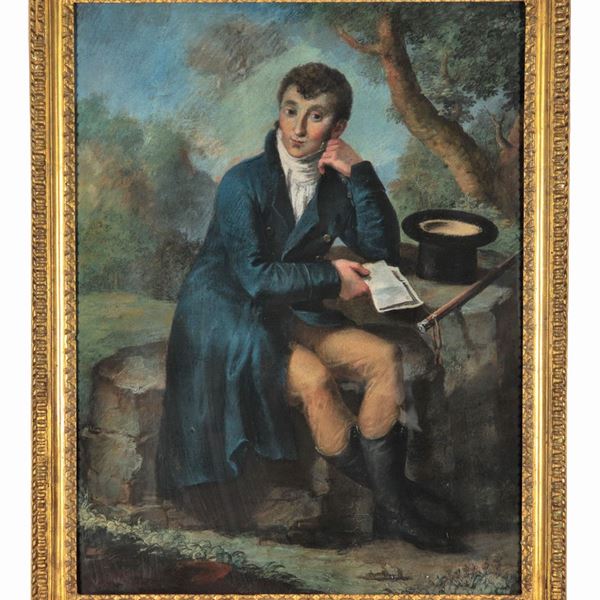 Scuola Italiana Fine XVIII Secolo - "Ritratto di nobiluomo con lettera", pastello di fine esecuzione pittorica
