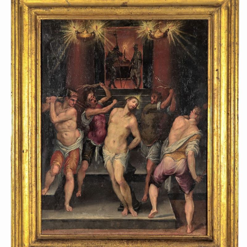 "La Flagellazione di Cristo" dipinto ad olio su tela di ottima esecuzione pittorica