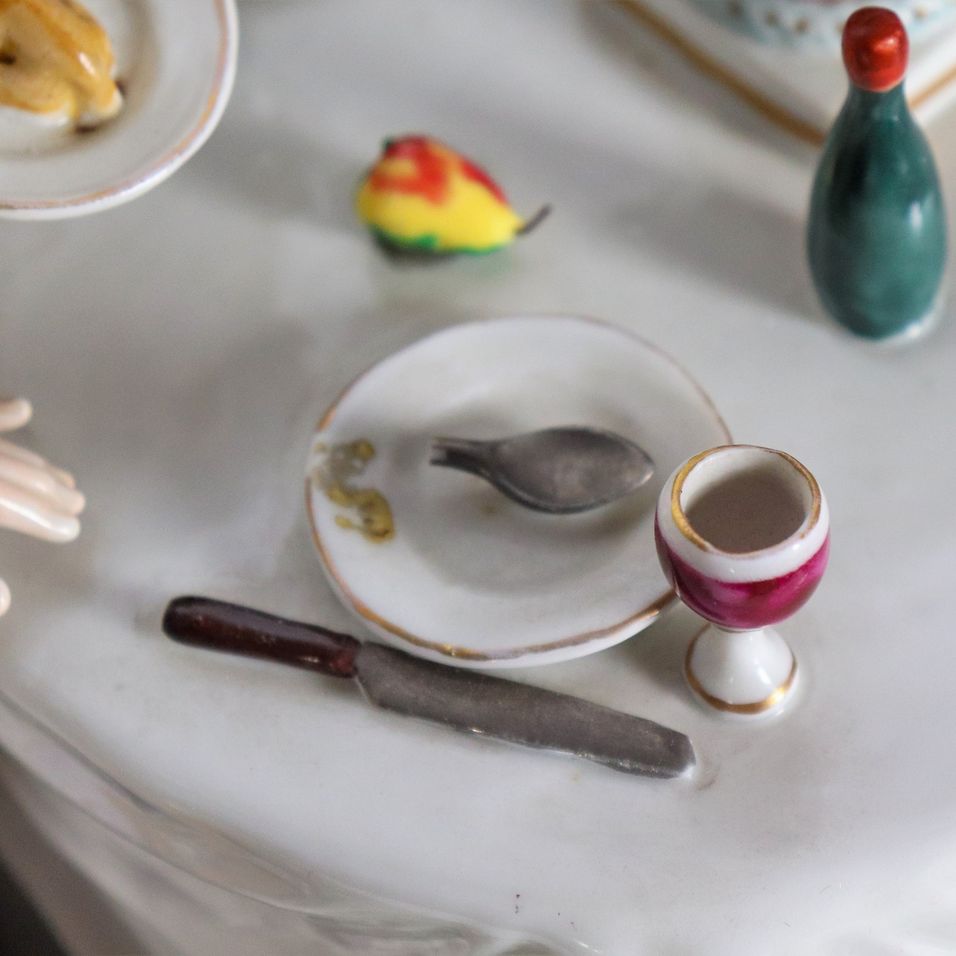 "Il pranzo dei nobili", antico grande gruppo in porcellana Capodimonte