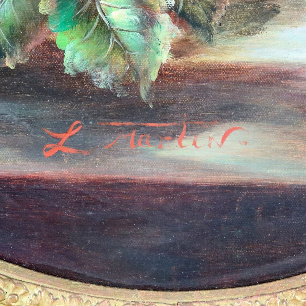 Firmato. "Cesto con mazzo di fiori", dipinto ad olio su tela