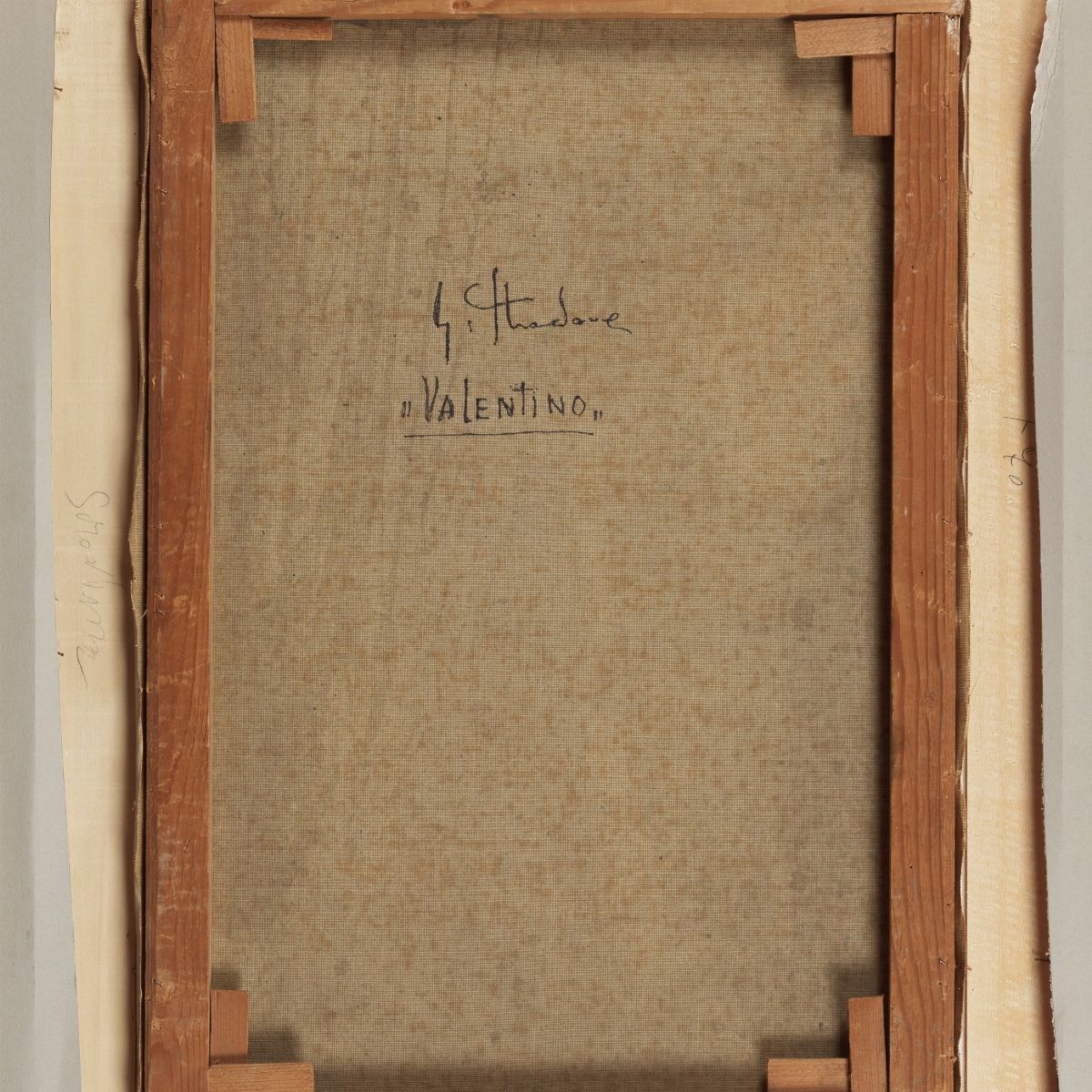 Firmato sul retro della tela. "Valentino" carboncino su tela. Autentica su fotografia di Anna Str...