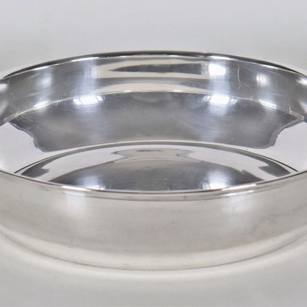 Fruttiera tonda in argento liscio, gr. 470