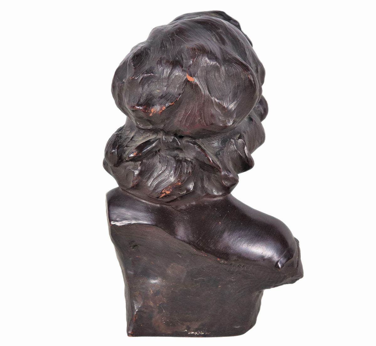 "La Dea bendata", busto in terracotta patinata a finto bronzo, lievi difetti