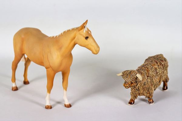 Lot of two porcelain figurines "Bull" and "Foal"