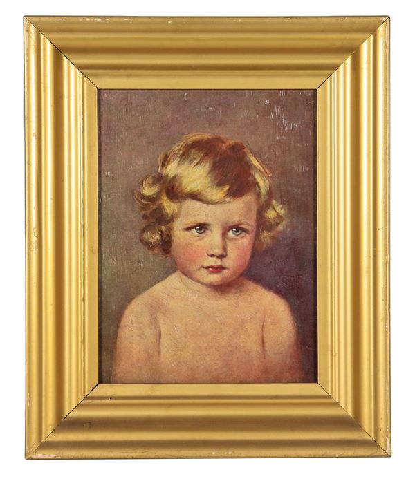 Pittore Italiano Inizio XX Secolo - "Little girl's face", small oil painting on cardboard