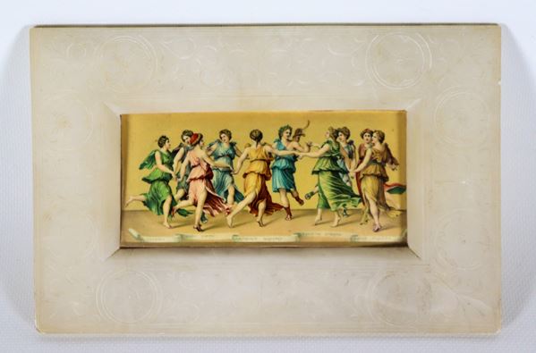 Small photoprint "Dancing Vestals", in engraved alabaster marble Liberty frame