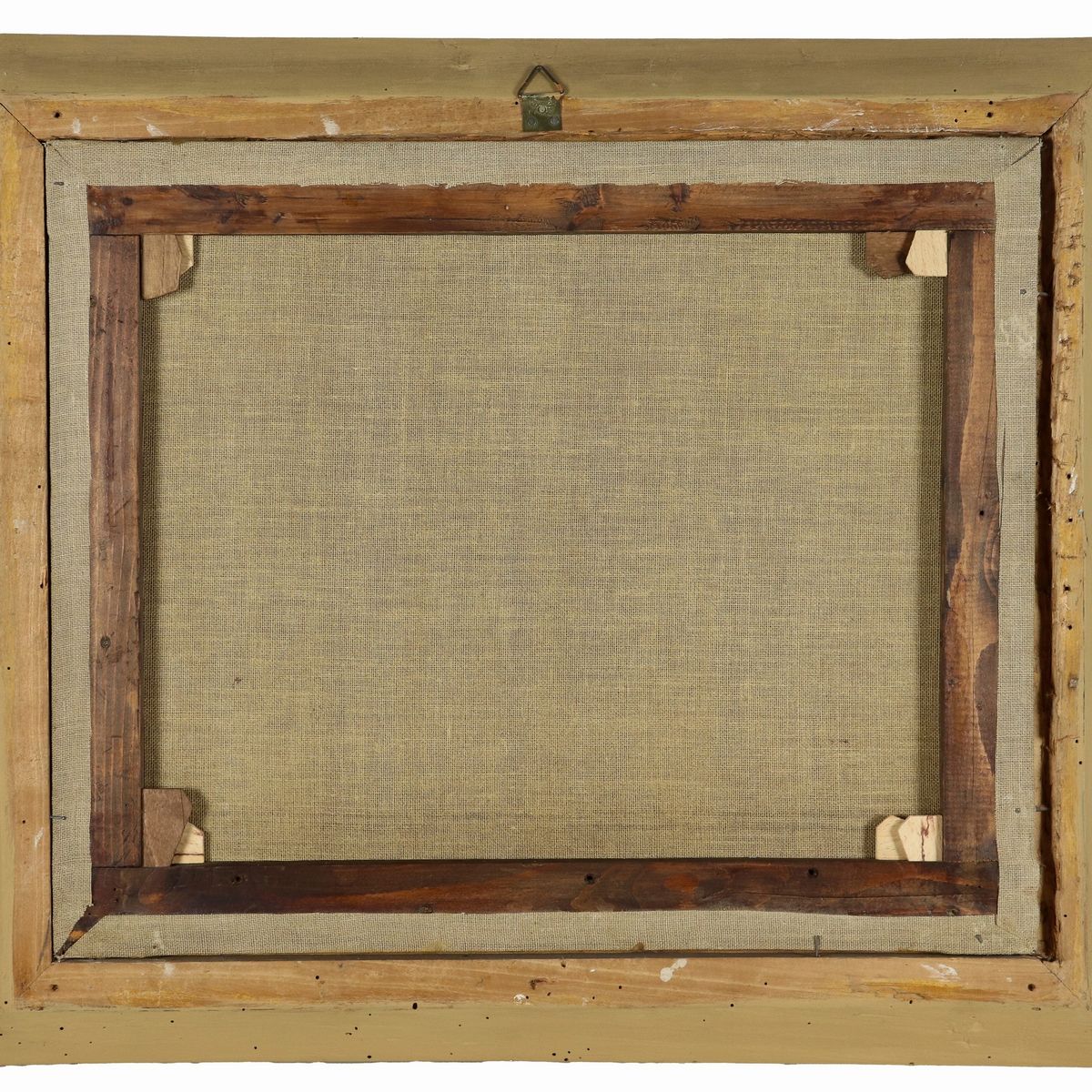 Bottega di. "Paesaggio con viandanti, ruscello e borgo sullo sfondo", dipinto ad olio su tela di ...