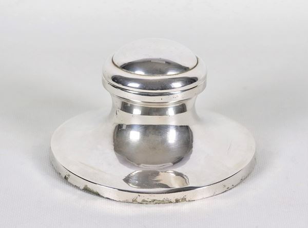 Round silver inkwell