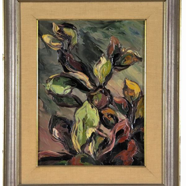 Antonietta Lande - Signed, dated 1967 on the back. "Flowers", oil painting on canvas