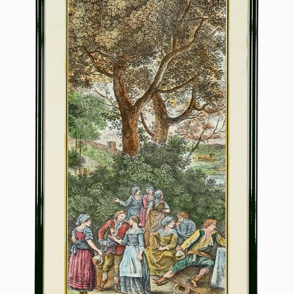 Stampa inglese colorata "Festa rurale"
