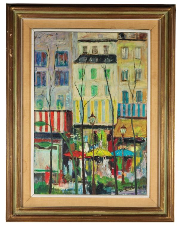 Renato Dorigatti - Signed and dated 1964. "Pigalle", oil painting on canvas