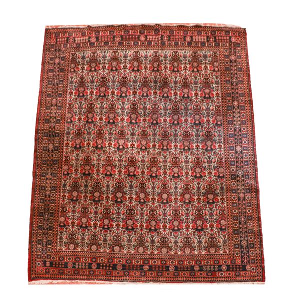 Erivan Persian carpet with geometric design on a red, brown and havana background, M 2.97 X 2.30