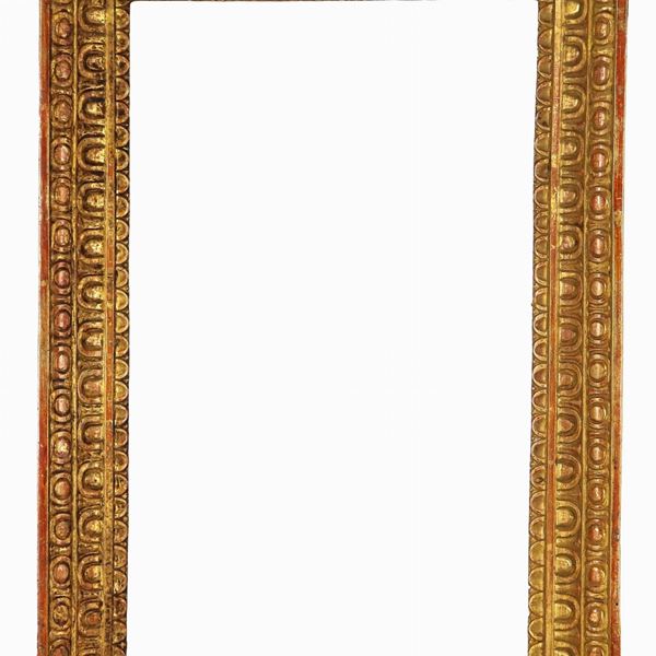 Ancient small gilded and carved wooden frame, slight lack