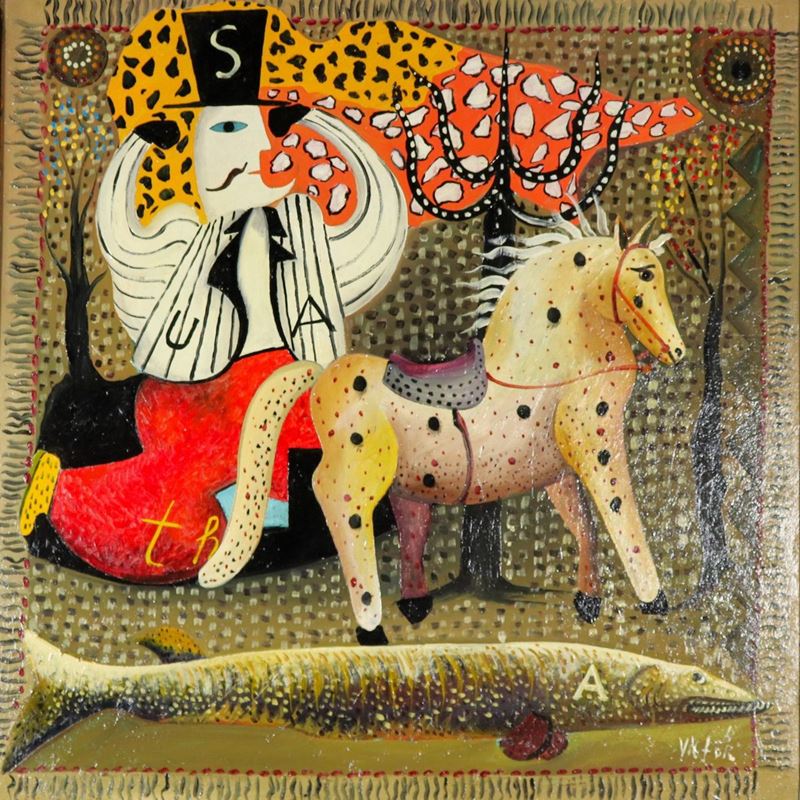 Firmato. "Senza Titolo", dipinto ad olio su tela