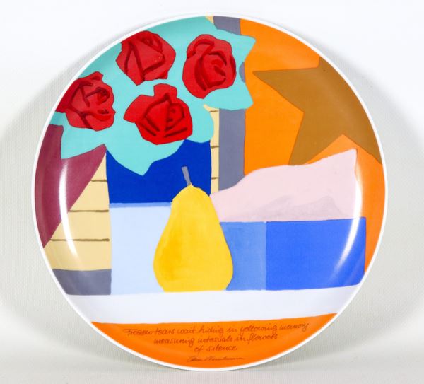 Rosenthal porcelain wall plate "Frozen tears", work by the painter Tom Wesselmann, multiple 1696/3000 Year 1985.