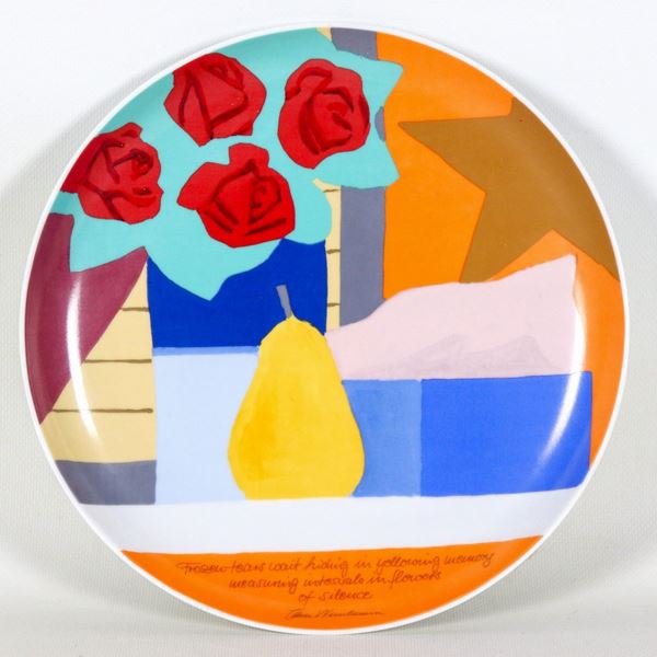 Piatto da muro in porcellana Rosenthal "Frozen tears", opera del pittore Tom Wesselmann, multiplo 1696/3000 Anno 1985. 