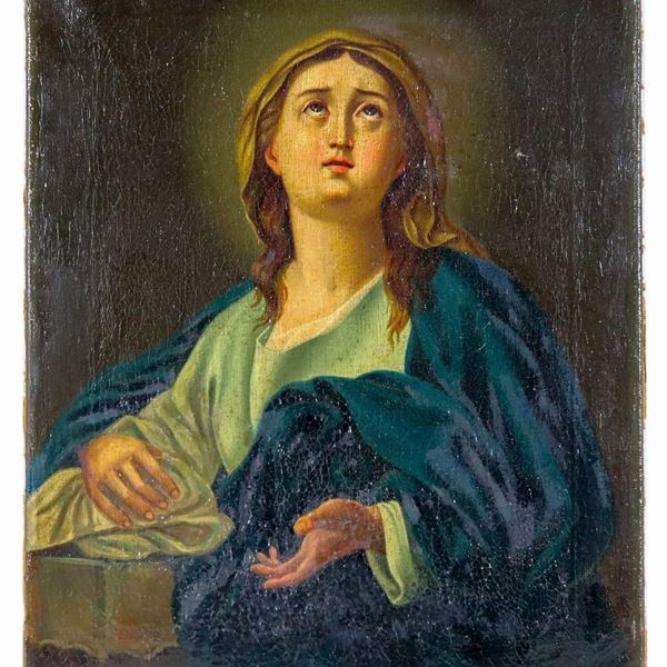 Scuola Napoletana Inizio XVIII Secolo - "Madonna Addolorata", dipinto ad olio su tela
