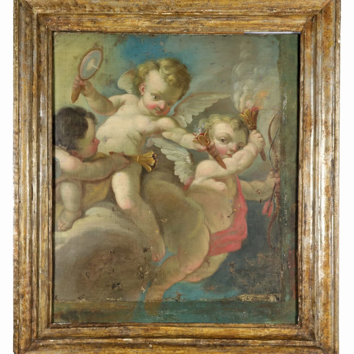 "Allegoria di putti", dipinto ad olio su tela