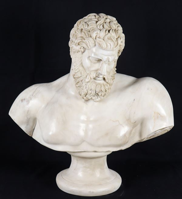 "Hercules", white marble bust