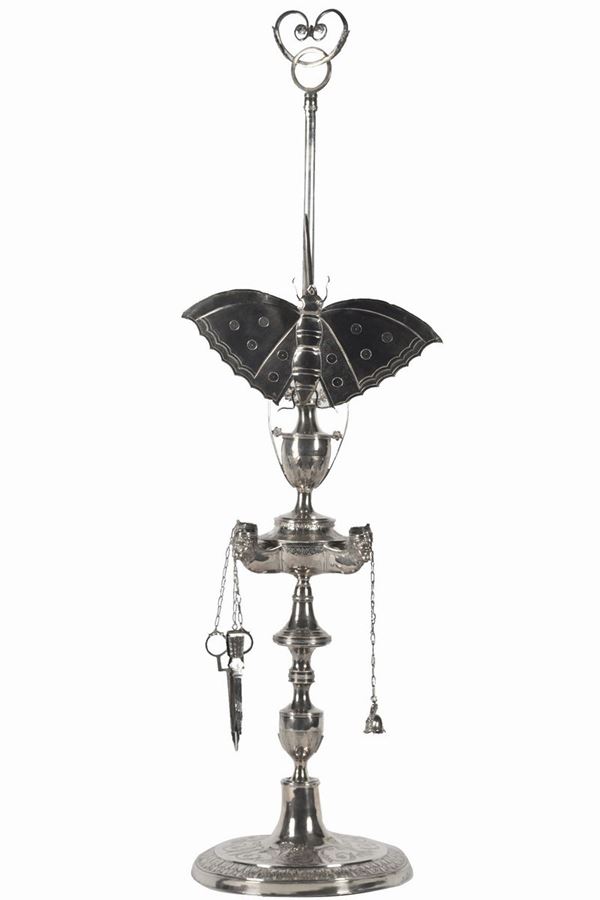 Roman oil lamp in silver
