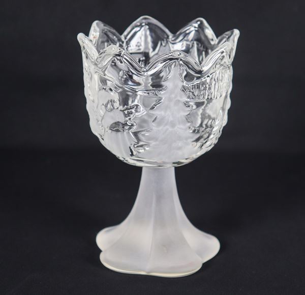Crystal cup worked in relief with shaped edge