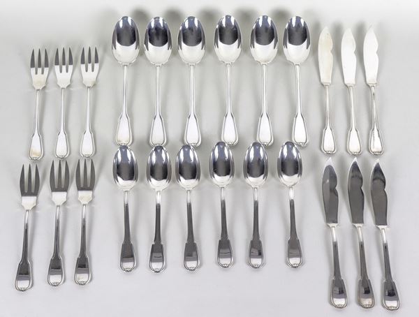 Chiseled silver cutlery set (24 pcs), gr. 980