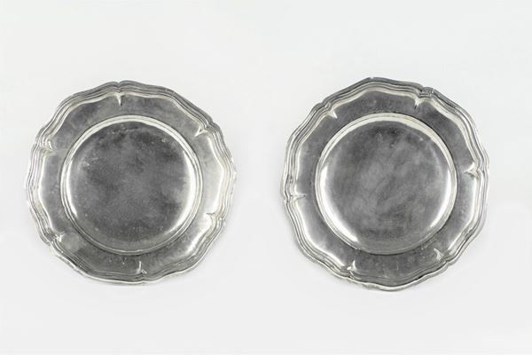 Pair of small silver plates