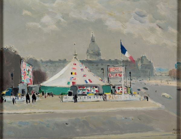 Maceo Casadei - Signed. "Les Invalides", small oil painting