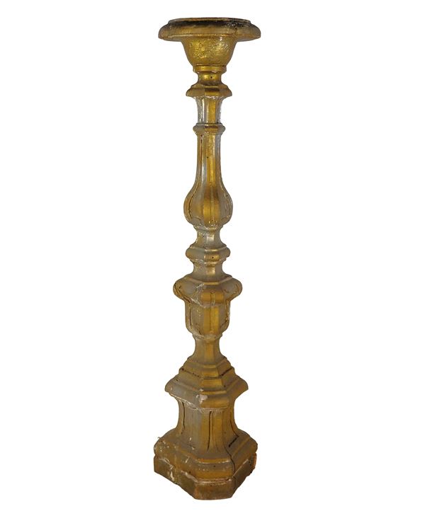 Torciere di linea Luigi XIV in legno argentato, difetti
