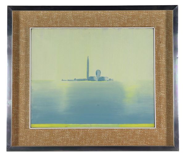 Virgilio Guidi - "Venezia", dipinto ad olio su tela, autenticato dall'artista sul retro della tela 1972