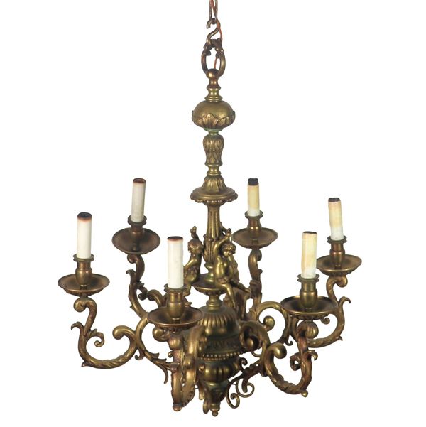 Campanello da tavolo, sec. XVI, in bronzo lavorato a candelabra