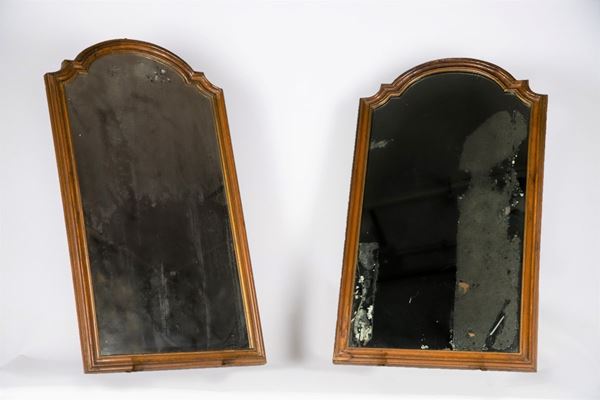Pair of walnut mirrors