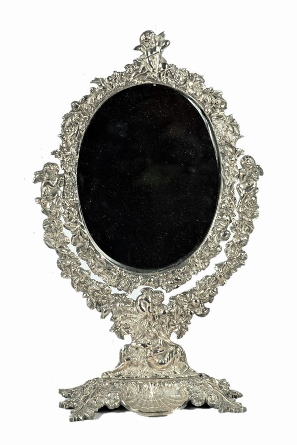 Liberty dressing mirror in silver metal