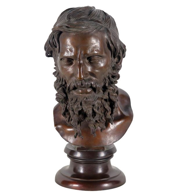 Vincenzo Gemito - "The Philosopher", bronze bust signed Gemito and stamp of the Gemito Napoli Foundry on the back