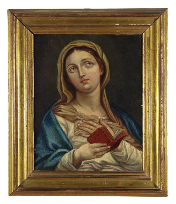 Scuola Napoletana Inizio XVIII Secolo - “Madonna in preghiera”, dipinto ad olio su tela