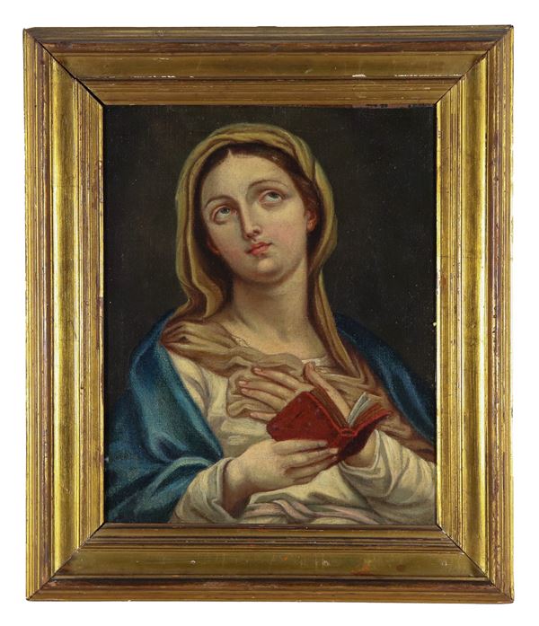 Scuola Napoletana Inizio XVIII Secolo - “Madonna in prayer”, oil painting on canvas