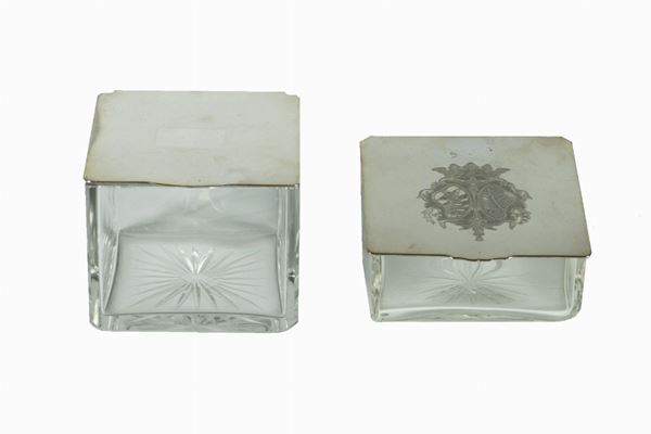 Two square crystal boxes