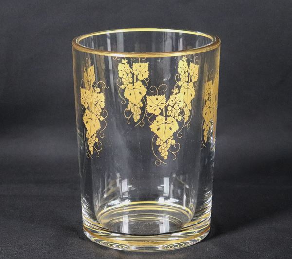 Secchiello per ghiaccio in cristallo Baccarat, con bordo e decori di grappoli d'uva in oro zecchino