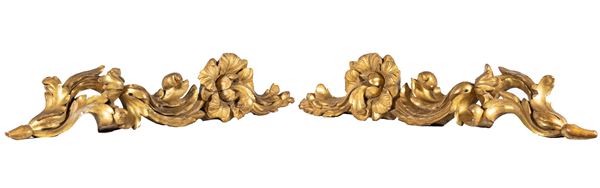 Two Louis XV friezes in gilded wood