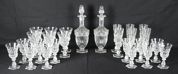 Servizio di bicchieri in cristallo belga, alcuni pezzi firmati Van St. Lambert (26 pz)