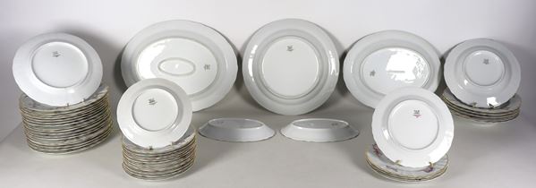 White Limoges L porcelain dinner service. BERNARDAUD C. with