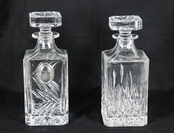 Lot of two square bottles in diamond-tipped crystal