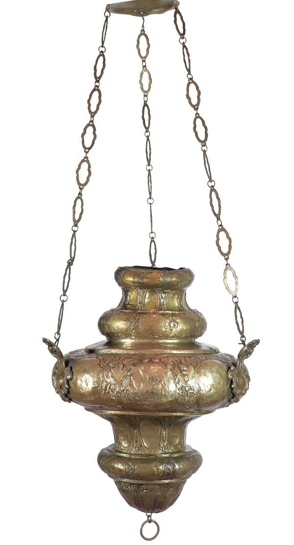 Roman ceiling lantern in bronzed metal