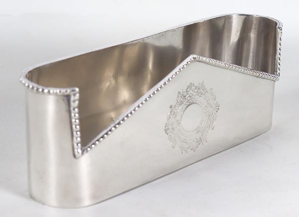 English desk card holder in embossed and chiseled Sheffield
