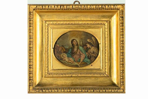 Pittore Napoletano Inizio XVIII Secolo - &quot;Holy Family and angels&quot;