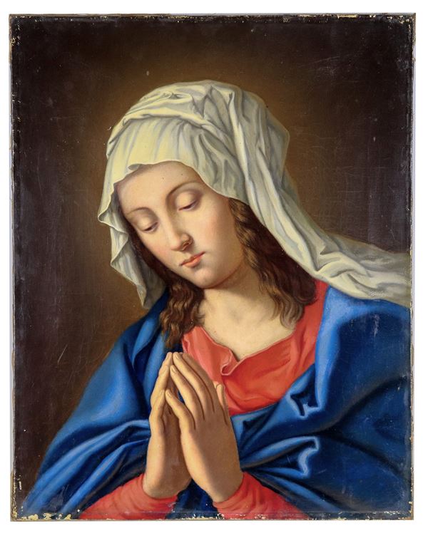 Scuola Romana Inizio XIX Secolo - “Madonna in prayer”, fine oil painting on canvas