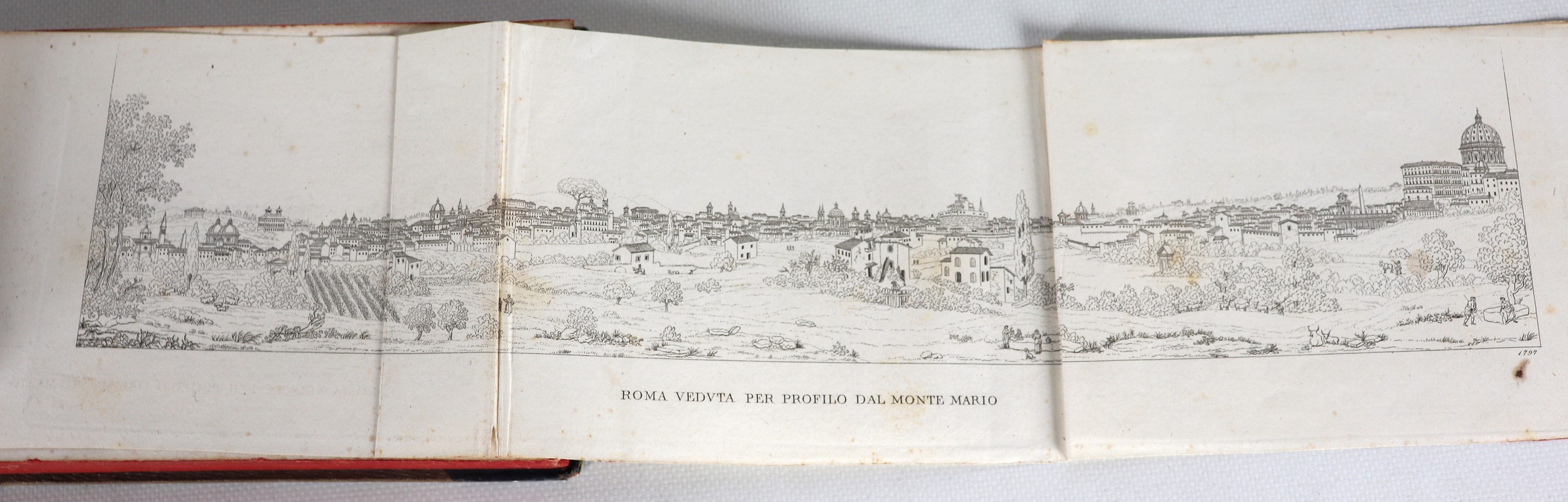 "Degli Edifici Antichi e Moderni di Roma - 1817", piccolo album di 117 piccole incisioni, rilegat...