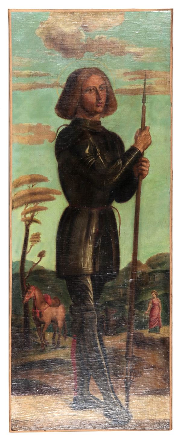 Scuola Toscana Fine XVII - Inizio XVIII Secolo - "Saint George", bright oil painting on canvas